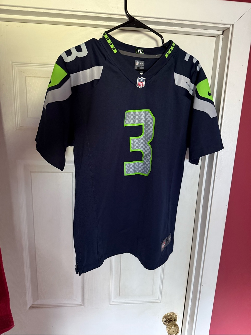 NFL Kids Russell Wilson Seahawks #3 Navy & Neon Green Jersey